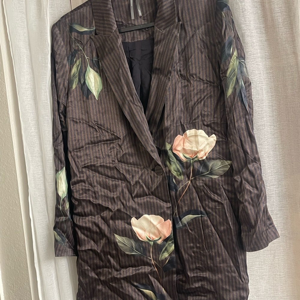Anthropologie-printed, silky blazer, mini dress(M) - Picture 5 of 6